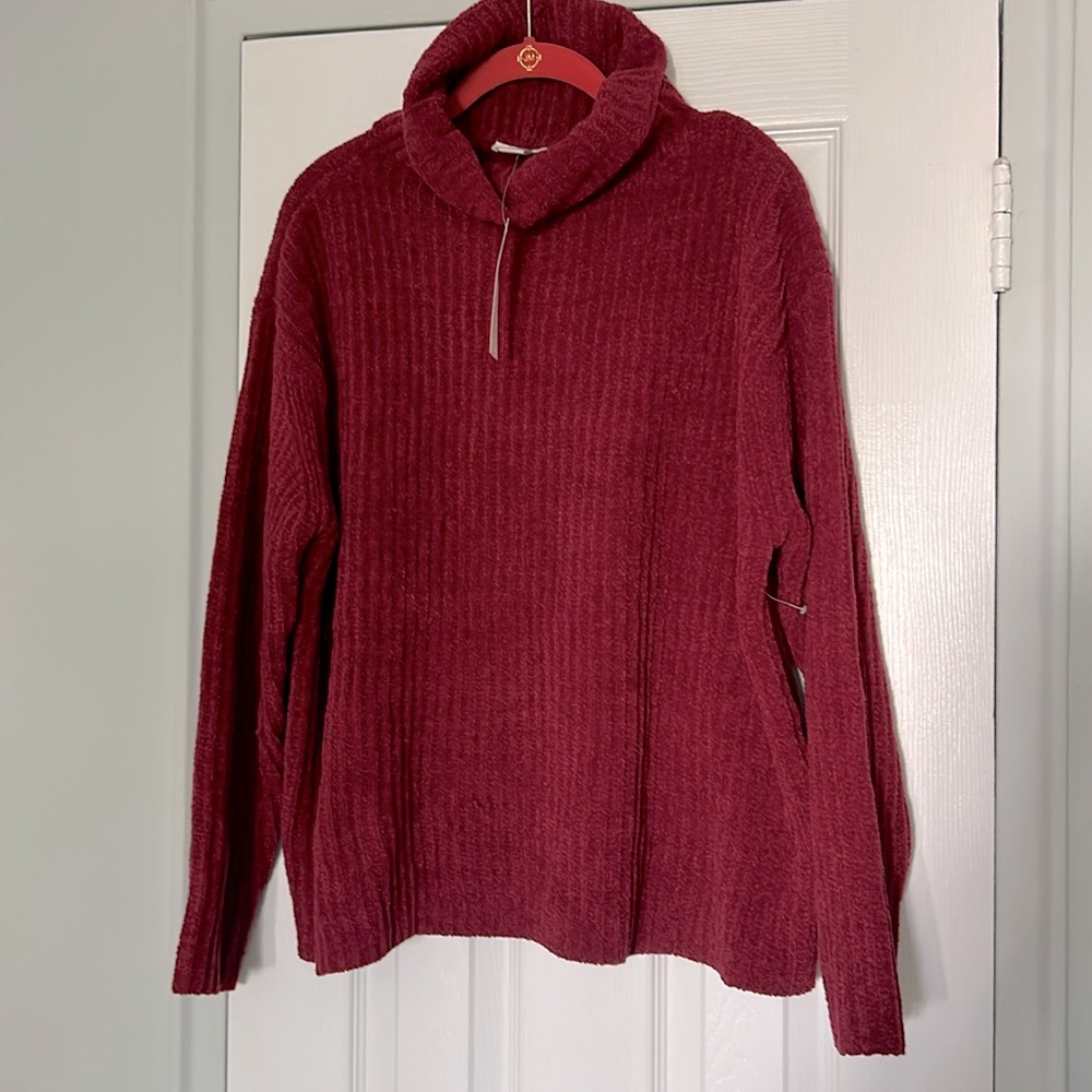 NWT Westbound Red Soft Chenille Relaxed Fit Soft Cowl Neck long sleeve sweater